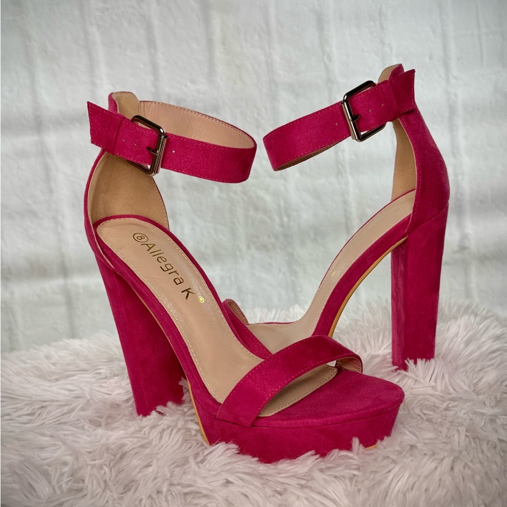 Allegra K‎ Women's Platform High Heel Ankle Strap Chunky Heels Sandals